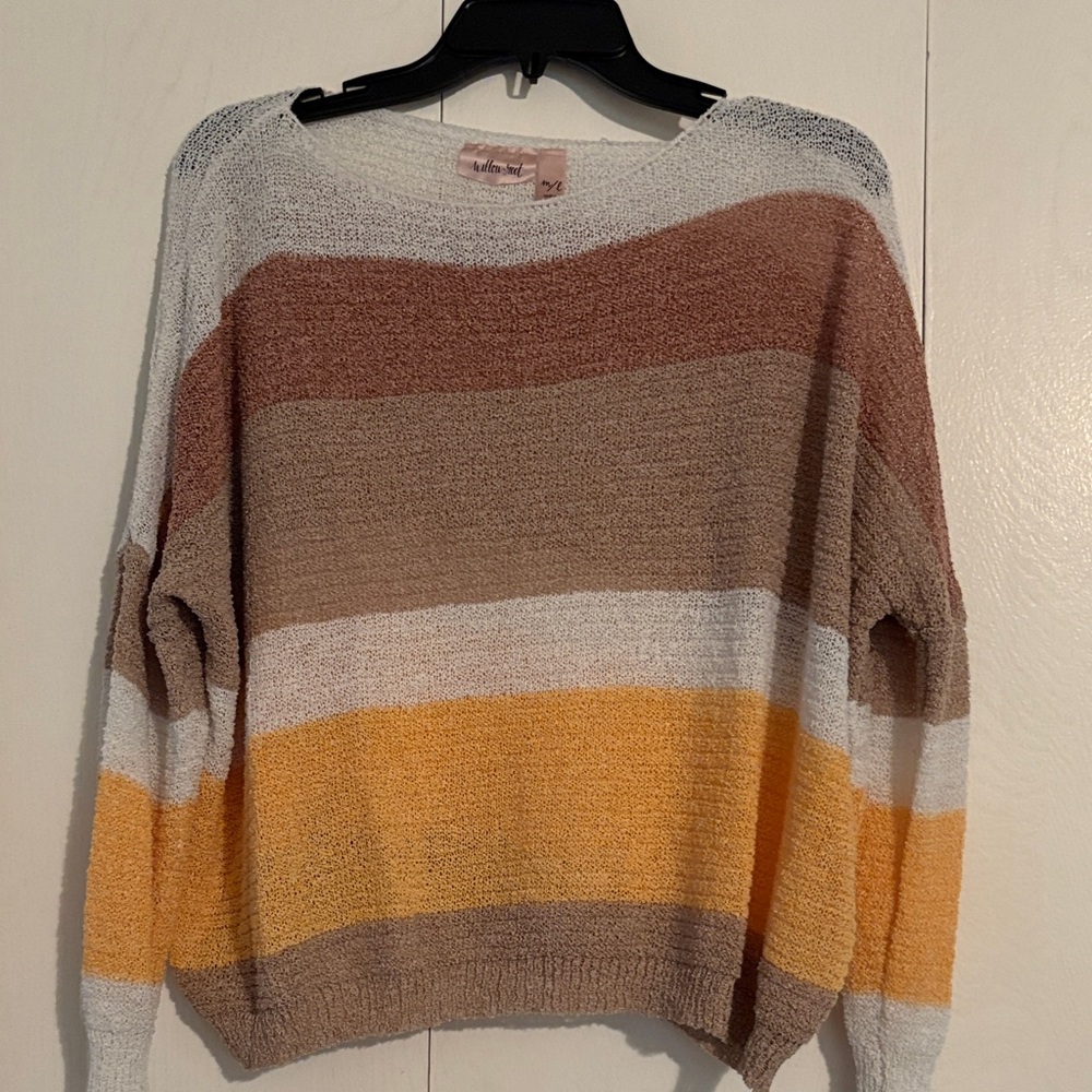 Willow Tree Women's Striped Sweater - Brown, Cream, Yellow